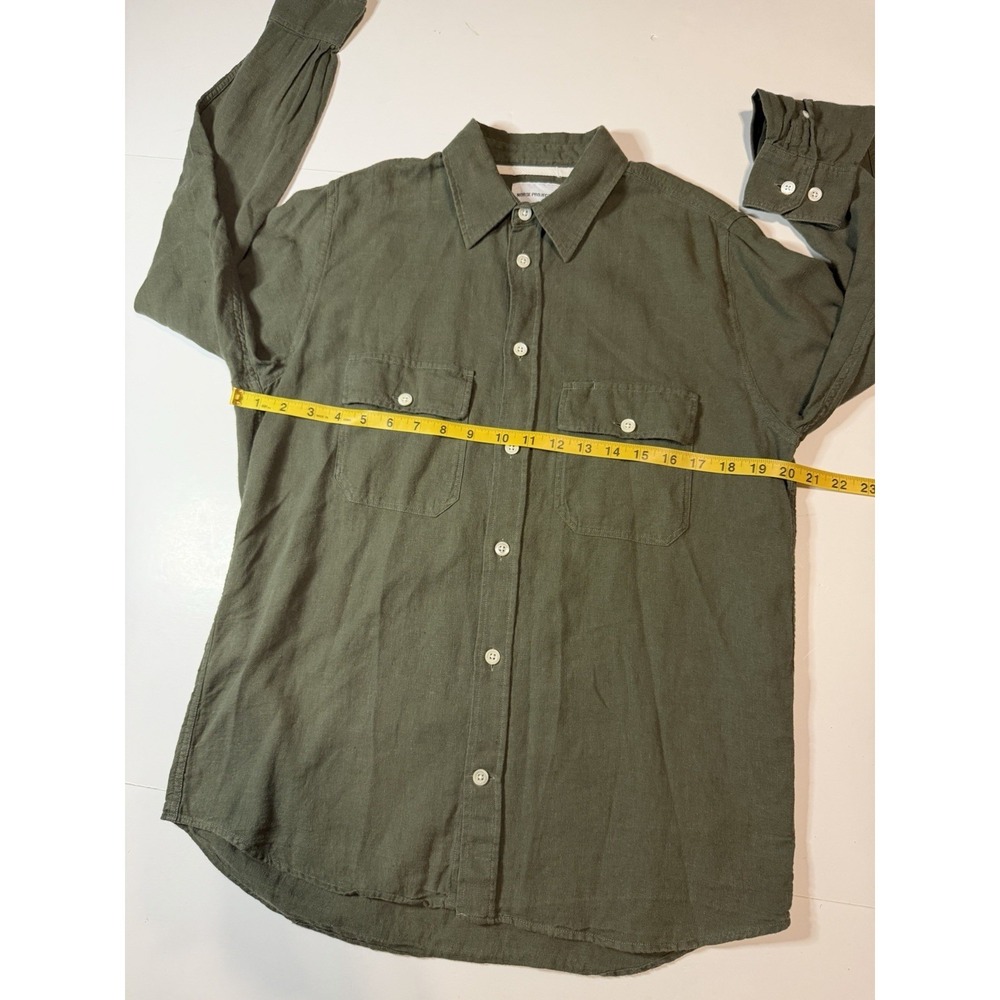 Norse Projects Linen Flannel Button Down Shirt Olive Men's Size Small - Picture 8 of 8